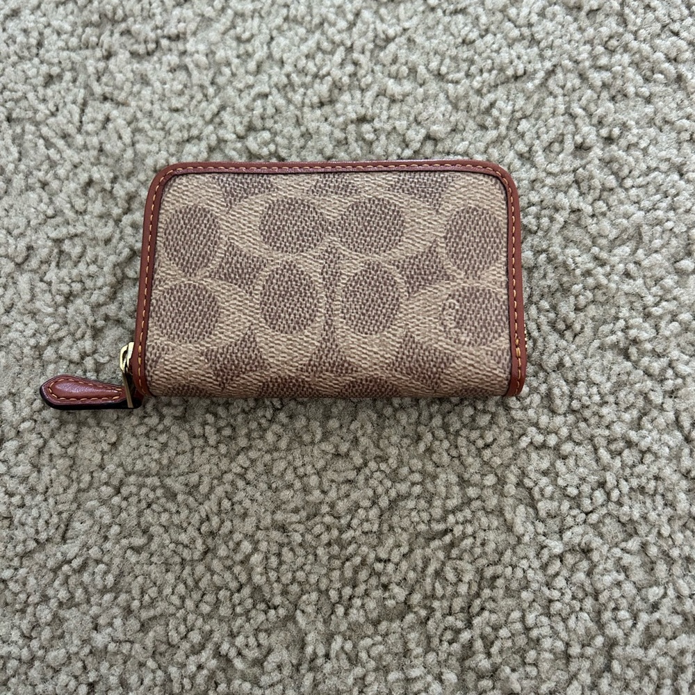 Coach Tan and Brown Signature Key Holder